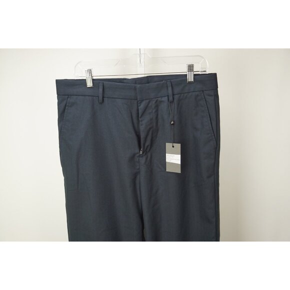 John Varvatos Navy Blue Herringbone Brody Straight Cotton Pants Sz 32 Brand New